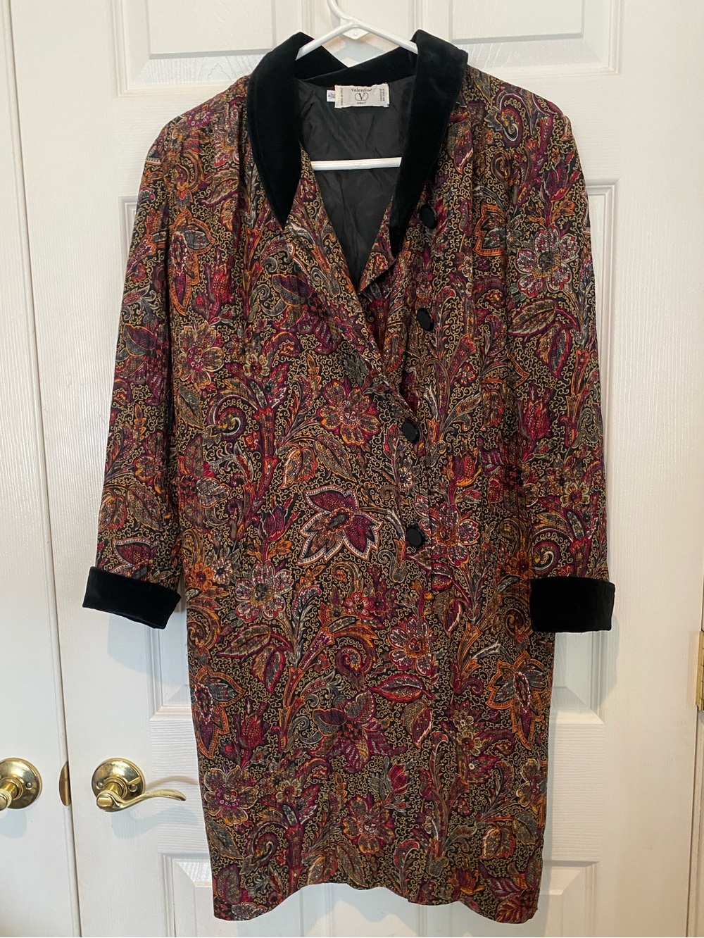 Valentino Paisley Long Sleeve Coat Dress Vintage EXCELLENT CONDITION